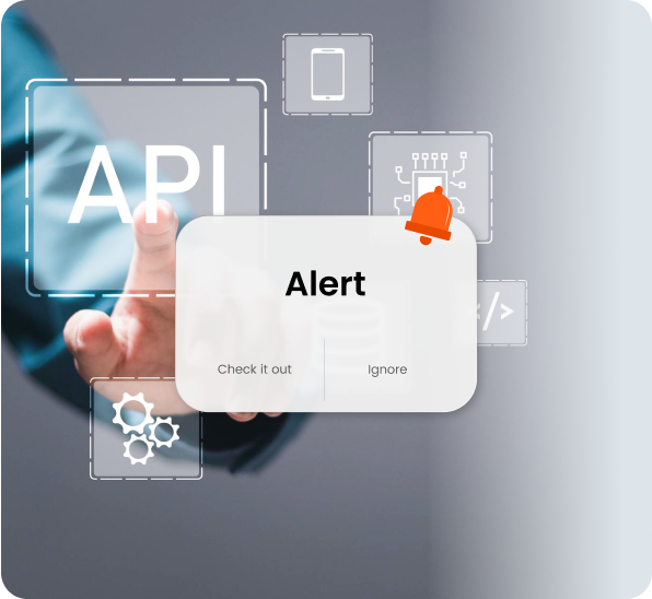 API interface with alert notification pop-up